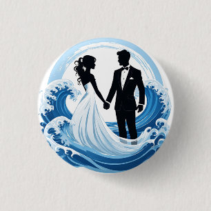 Wedding Couple Silhouette Holding Hands 3 Cm Round Badge