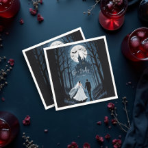 Wedding Couple Spooky Forest Towards Haunted Castl