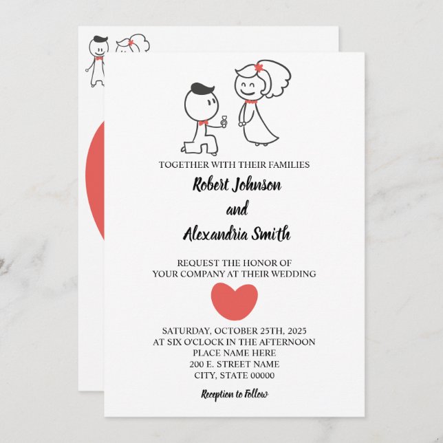 Wedding Couple Wedding Invitation (Front/Back)