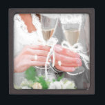 Wedding couple with champagne glasses jewellery box<br><div class="desc">Another beautiful wedding design from the library of www.arthousedesignimagebank.com All images are from real artwork made by Italian artist or from one of our photographers. If you like one of our designs to be applied on any products please e mail us. All our designs are also available for licensing for...</div>