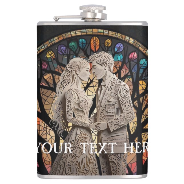 Wedding couples personalized  hip flask (Front)