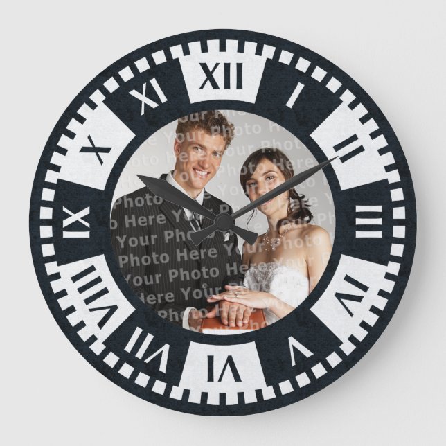 Wedding Couple's Photo Antique Style Clock (Front)