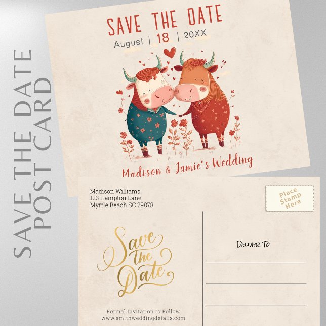 Wedding Cows Save the Date Postcard (Creator Uploaded)