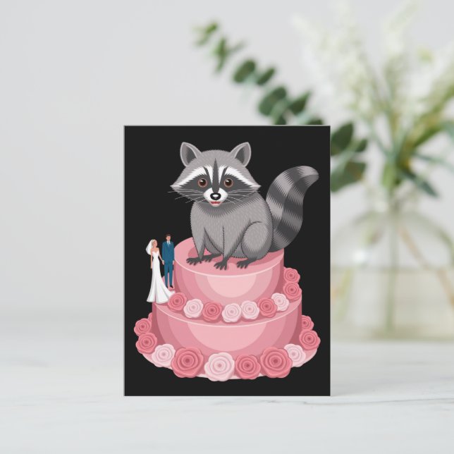 Wedding Crashing Racoon Feral Felicitations Postcard (Standing Front)