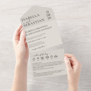 Wedding Cream All in one invite save the date