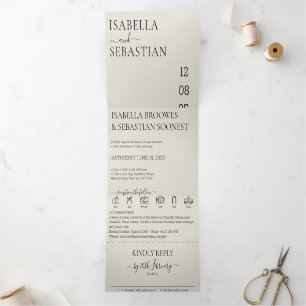 Wedding Cream All in one set Tri-Fold Invitation