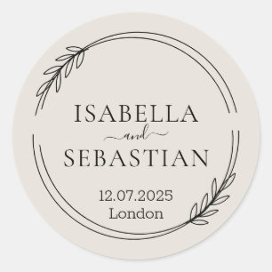 Wedding Cream Beige Colour Palette Classic Round Sticker
