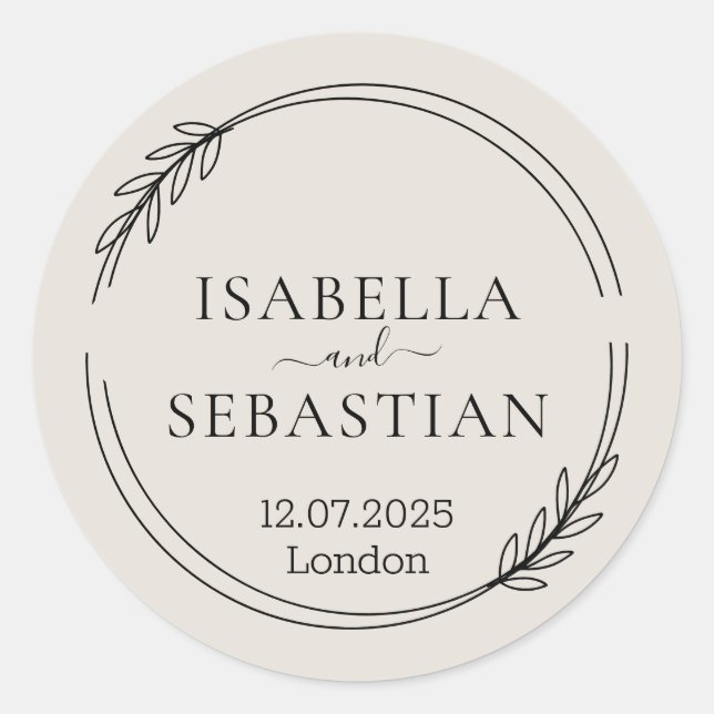 Wedding Cream Beige Colour Palette Classic Round Sticker (Front)