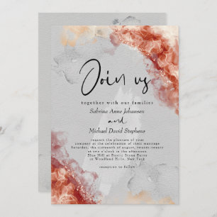 WEDDING   Creamy Dreamy Sedona Clay Alcohol Ink Invitation