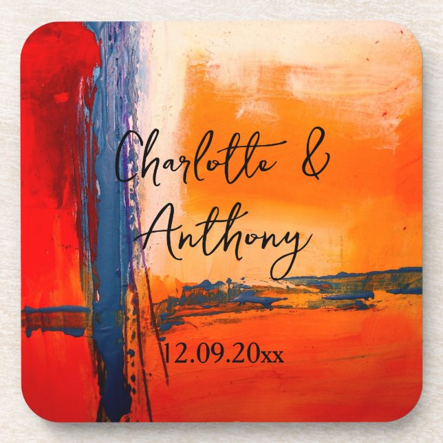 Wedding Creative Abstract Artwork Coaster (Front)