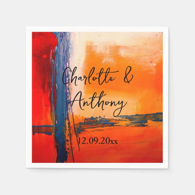 Wedding Creative Abstract Artwork Napkin (Front)