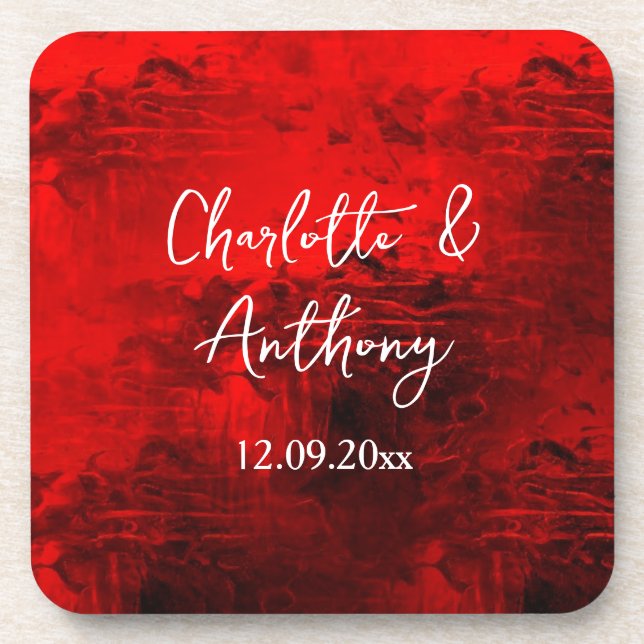 Wedding Creative Abstract Artwork Red Coaster (Front)