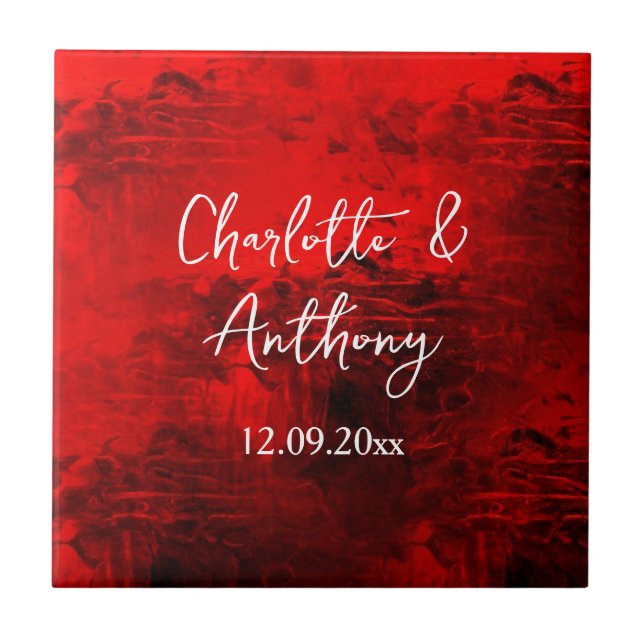 Wedding Creative Abstract Artwork Red Tile (Front)