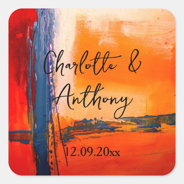 Wedding Creative Abstract Artwork Square Sticker (Front)