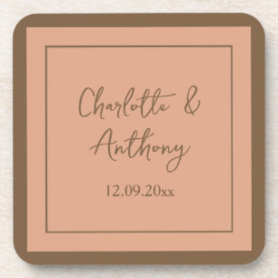 Wedding Creative Calligraphy Names Date Coaster