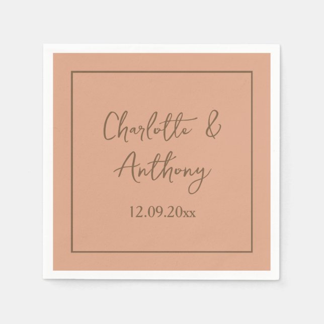 Wedding Creative Calligraphy Names Date Napkin (Front)