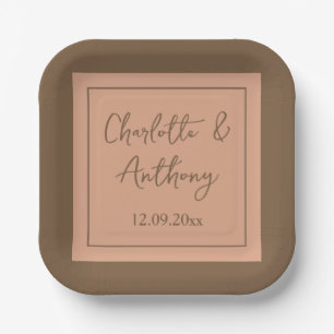 Wedding Creative Calligraphy Names Date Paper Plate