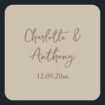 Wedding Creative Calligraphy Names Date Square Sticker<br><div class="desc">This template can be customised to meet all professional occupations.</div>