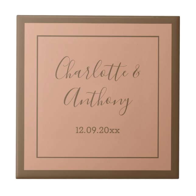 Wedding Creative Calligraphy Names Date Tile (Front)