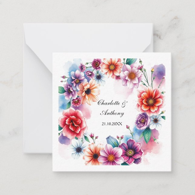Wedding Creative Floral Names of Couple & Date Card (Front)