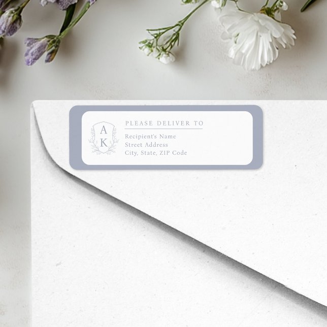 Wedding Crest Monogram Blue Return Address (Creator Uploaded)