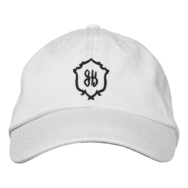 Wedding Crest Monogram Embroidered Baseball Cap (Front)