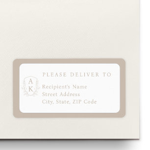 Wedding Crest Monogram Individual Name Address Label