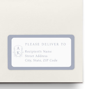Wedding Crest Monogram Individual Name Address Label