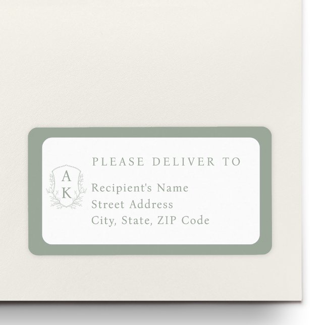 Wedding Crest Monogram Individual Name Address Label (Creator Uploaded)