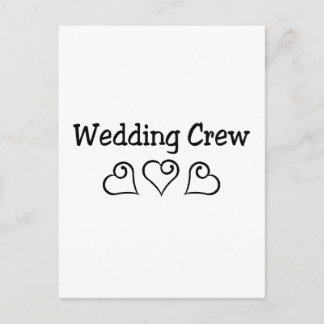 Wedding Crew Black Hearts Postcard