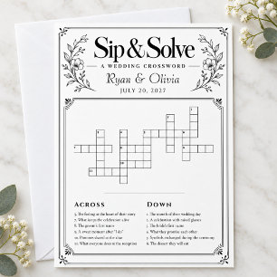 Wedding Crossword Sip & Solve Game Card