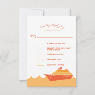 Wedding Cruise Ship Boat Orange RSVP Card