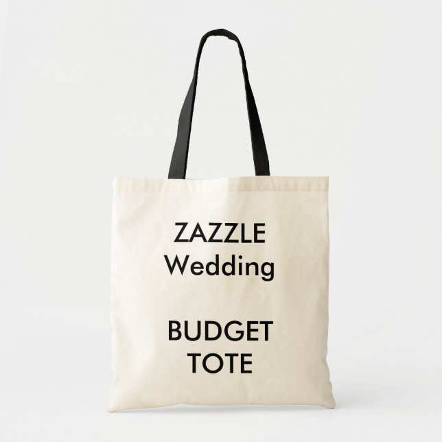 Wedding Custom Budget Tote Bag BLACK Colour Handle (Front)