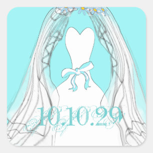 Wedding Custom Colour Background Save the Date Square Sticker