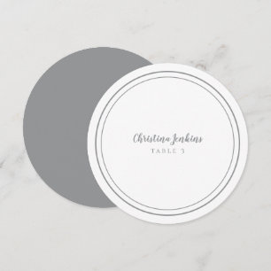 Wedding Custom Guest Grey White Round Place Card