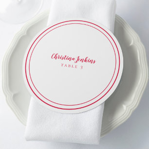 Wedding Custom Guest Magenta Red Round Place Card