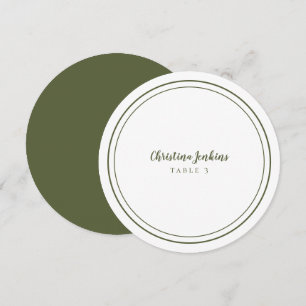 Wedding Custom Guest Olive Green Round Place Card