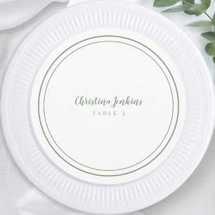 Wedding Custom Guest Sage Green Round Place Card