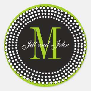 Wedding Custom Monogram & Names Apple Green Label