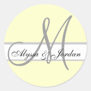 Wedding Custom Monogram & Names Ivory Grey Seal