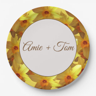 Wedding Custom paper plates ,Yellow daffodils