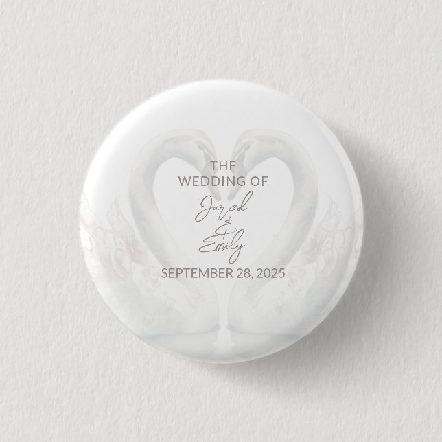 Wedding Custom Swan 3 Cm Round Badge (Front)