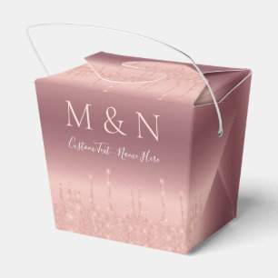 Wedding Custom Text Favour Box Rose Gold Glitter