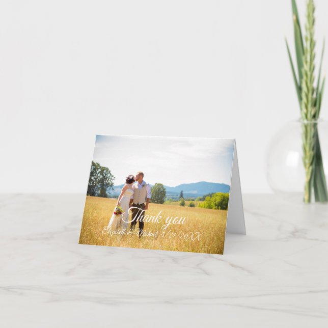 Wedding Customisable Thank You flat card  (Front)