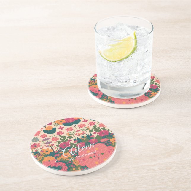 Wedding Customised Bridesmaid Gift Idea  Coaster (Side)