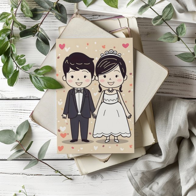 Wedding Cute Cartoon Couple Invitation (Creator Uploaded)