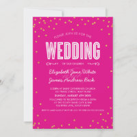WEDDING cute gold glitter confetti hot bright pink