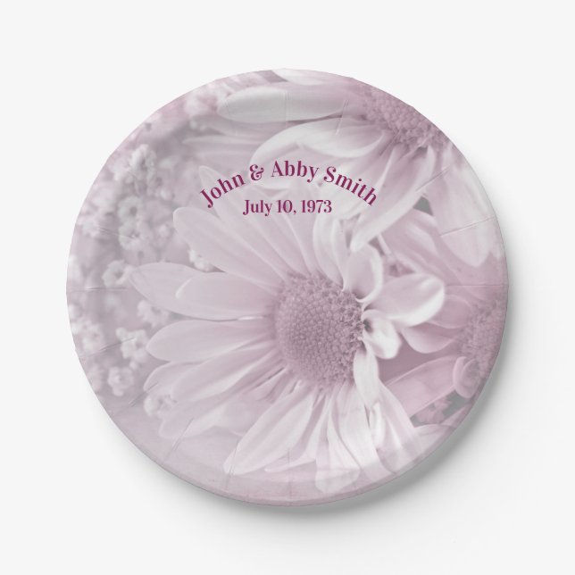 Wedding daisy bouquet in pink blush paper plate (Front)