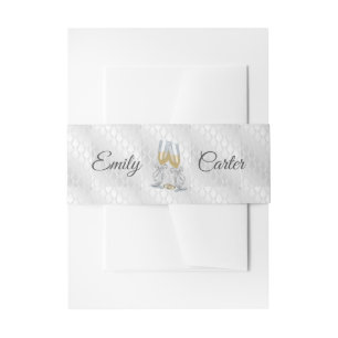 Wedding Damask and Champagne Toase Invitation Belly Band