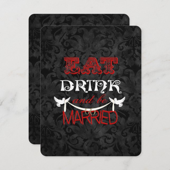 Wedding Damask with Doves Invitation (Front/Back)